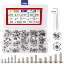 Rrina 150Pcs 304 Stainless Steel Button Head Torx Security Screws, T10 T20 T25 - £26.88 GBP