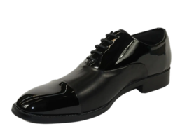 Men Santino Luciano Formal Dress Shoes Patent Leather Shiny Lace up C531 Black image 3