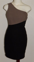 NWT Ark &amp; Co One Shoulder Dress Brown Black Size Small Padded Bust Club ... - $19.75