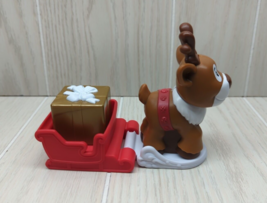 Fisher Price Little People Christmas  Reindeer sleigh gold gift present ... - $14.84