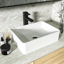 20&quot; X 14&quot; Rectangle Matte White Stone Resin Vessel Sink-Cpingao Modern, 2211B - £207.08 GBP