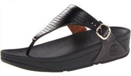 Fitflop The Skinny Womens Sz 6/37 Black Patent Thong Flip Flops Sandals 350-001 - £23.47 GBP
