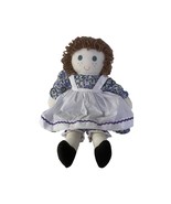New Cloth Rag Doll Handmade with Hand Sewn Dress and Brown Yarn Hair 19&quot; - £29.30 GBP