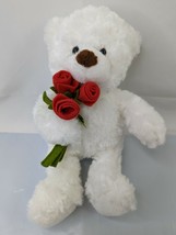 Hallmark White Bear Plush 10 Inch Red Roses Mothers Day Valentines Stuffed - $8.95