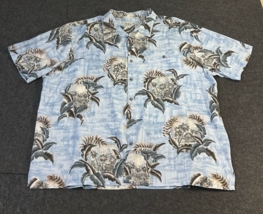 Batik Bay Blue Hawaiian Shirt Tropical Village Palms Rayon Men’s Size 2XL - £10.99 GBP