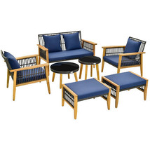 7 Piece Outdoor Conversation Set with Stable Acacia Wood Frame Cozy Seat... - £499.85 GBP