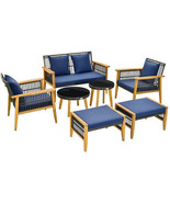 7 Piece Outdoor Conversation Set with Stable Acacia Wood Frame Cozy Seat... - £565.57 GBP