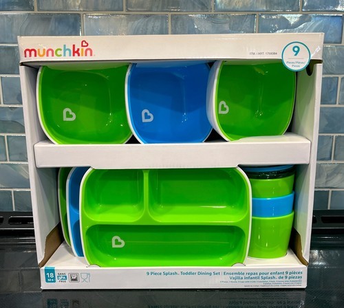 Munchkin 9 PC Splash Toddler Baby No Slip Dining Set Plates Bowls Cups w... - $27.95