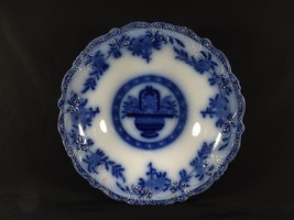 RARE J.KENT TRUE FLOW BLUE &quot;BRUGGE&quot; SERVING BOWL BEAUTIFUL FLOW 1870&#39;S ERA - $21.04