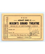 c1920 Nixon&#39;s Grand Theatre Ticket / Pass - $649.23 MXN