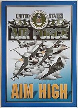Air Force Aim High United States Armed Forces Military Patriotic Metal Sign - £15.68 GBP