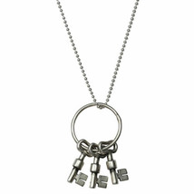 3 Skeleton Keys on Ring Fine Sterling Silver Pendant Ball Chain 925 Femme Metale - £92.25 GBP
