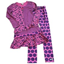 Naartjie Girls Vintage XXXL 9 Pink Purple Polka Dot Dress &amp; Leggings Out... - $28.80