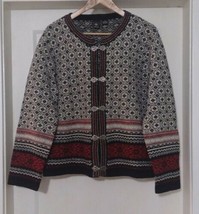 SKYR Womens Multi-color Fair Isle Wool Metal Clasps Cardigan Sweater Siz... - £30.16 GBP