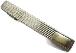 Anson Tie Clip Lined Silver Tone Gold Tone End Vintage Men Dress Accessories - £15.49 GBP