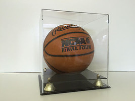Basketball display case acrylic 2 tier base gold risers contour base NBA... - $41.33