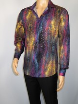 Men's AVM Crystal Digital Sparks Shirt Cotton Turkey Slim Fit 13985-01 Multi image 7