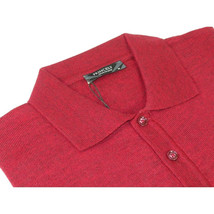 Mens PRINCELY Soft Merinos Wool Sweater Knits Lightweight Polo 1011-40 Cranberry image 2