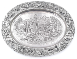 Arthur Court Endangered Kingdom African Animals Aluminum Holloware Tray ... - $99.99