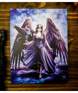 Ebros Anne Stokes Raven Crow Dark Angel Fey Wood Framed Picture Wall Decor - $23.07 CAD