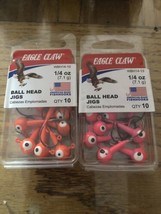 20 Eagle Claw Ballhead Fishing Jigs 1/4 oz White &amp; Orange Eye Ball Head ... - $18.87
