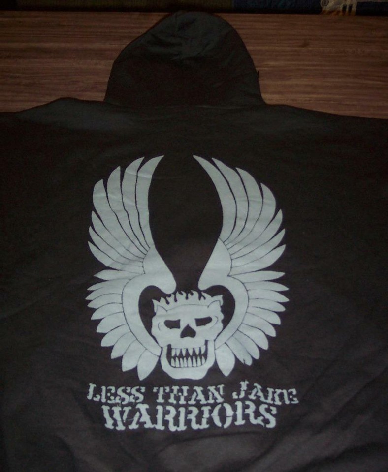 LESS THAN JAKE WARRIORS ZIPPERDOWN HOODIE HOODED Sweatshirt Ska Band LARGE NEW Item image 4