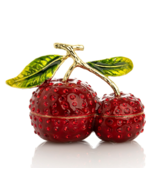 Boîte à bibelots cerises Keren Kopal faite main décorée de cristaux... - $55.58