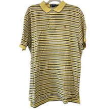 Polo Ralph Lauren Men’s Shirt Yellow Blue Striped Pima Cotton Short Sleeve Large - £11.00 GBP