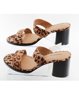 Amazon Essentials Women Two Strap Heeled Slide Sandals Size 9 Leopard Micro - £14.89 GBP