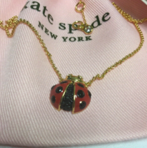 Kate Spade New York 12K Gold Plated Little Ladybug Necklace w/ KS Dust Bag New - £32.29 GBP