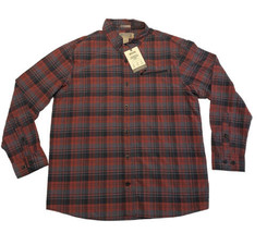 Duluth Trading Co Ridgecrest Untucked Standarf Fit Plaif Shirt Red Gray Large  - £21.65 GBP
