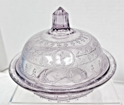 EAPG Adams Purple Roman MEDALLION Minerva Pattern Glass Butter or Cheese... - $29.70