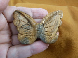 (Y-BUT-717) tan Jasper BUTTERFLY figurine gemstone carving love butterflies - £13.82 GBP