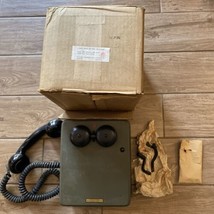 WWll Military crank phone Kellogg Switchboard Supply Co: green Wood NOS Open Box - £299.06 GBP