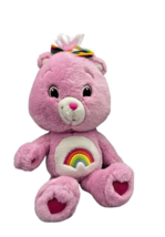 Care Bears Cheer Bear Pink Plush 2008 14” Rainbow Stuffed Animal made by... - £9.66 GBP