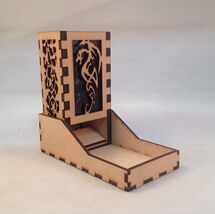 Dragon v4 Dice Tower &amp; Tray Smoke Acrylic Window COMPACT DESIGN Laser Cut - $29.69