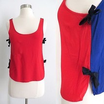 Urban Outfitters blue and red colorblock cropped tank top blouse size MEDIUM EUC - £5.28 GBP