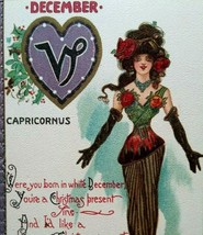 Tuck Postcard Signed Dwig Victorian Lady December Zodiac Capricorn Series 128 - £24.52 GBP