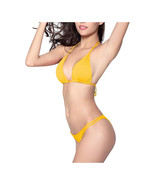 String Bikini Set Yellow   Halter Top Bikini Low Rise Bikini Bottom Tria... - $19.99