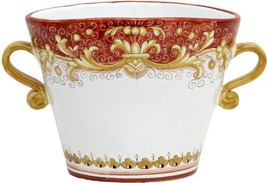 Ice Bucket Chiller DERUTA COLORI Majolica Scrollwork Oval Coral Red Pink - $459.00