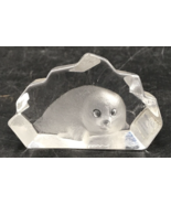 VTG Mats Jonasson Baby Seal Sweden Glass Lead Crystal Sculpture Paperweight - $13.99