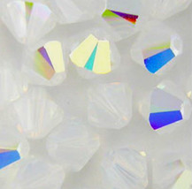 6mm Crystal White Opal AB Swarovski Xilion Beads 5328 ( 72 ) milky, rainbow - $13.00