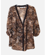 Sag Harbor Womens Brown Black Boho Paisley Floral Sheer Boho Swim Coveru... - $17.76 CAD