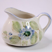 Vintage Hand Painted Pitcher Made In Portugal Green Leaves Floral Juice Or Milk - £11.17 GBP