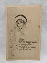 Lady With Flowers And Poem Ullman MFG Co N Y Valentine Postcard - £31.64 GBP