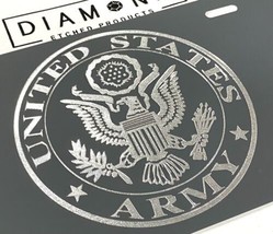 Engraved US ARMY Seal Car Tag Diamond Etched GRAY Aluminum Metal License... - $19.89