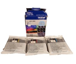 Genuine Brother LC401 3 Pack Printer Ink Cyan Magenta Yellow Exp 03/2026 SEALED - £26.80 GBP