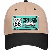 Route 66 Retro Cruisin Novelty Khaki Mesh License Plate Hat - £23.16 GBP
