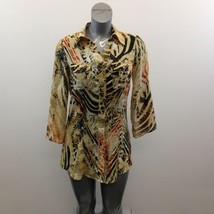 Laura Cheetah Print Sheer Button Up Blouse Women&#39;s Size Small Polyester  - £8.59 GBP