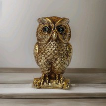 Vintage Owl Statue Ceramic Gold Tone Lenwile Ardalt Artware Japan  Glass... - $18.99